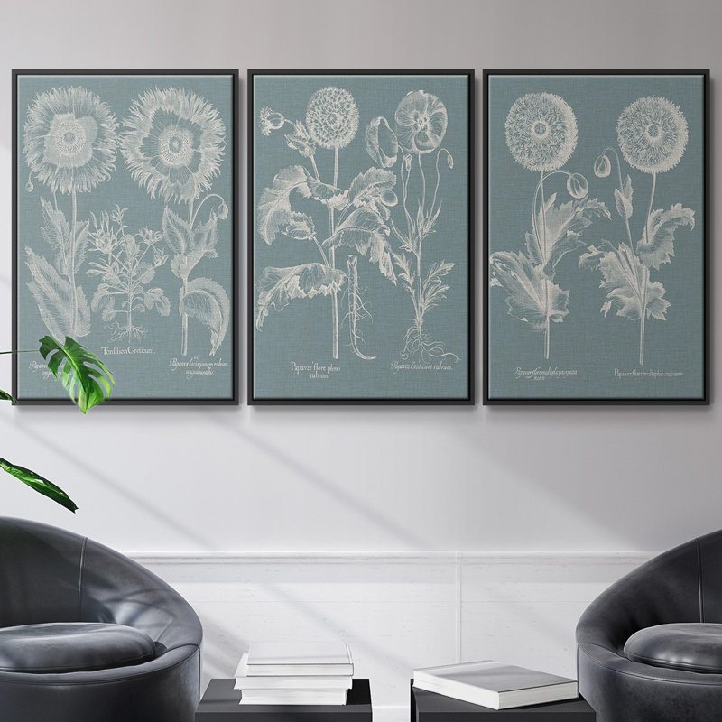 3 pièces Besler Poppies I, Noir, H 36 po x l 72 po