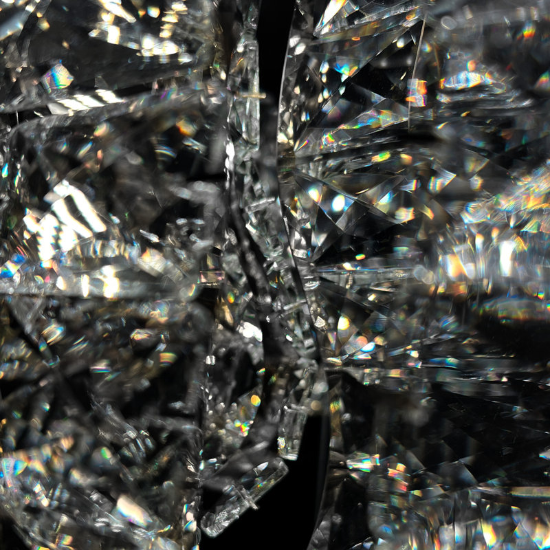 Lustre halo DEL moderne à 4 niveaux en cristal de plomb et chrome 30%