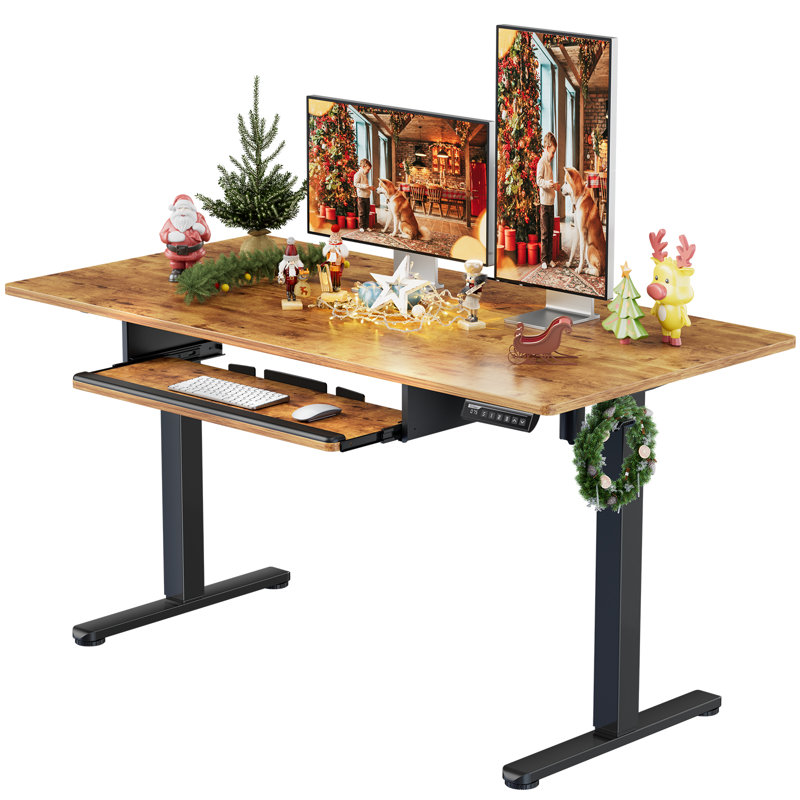 Electric Adjustable Standing Desk with Keyboard Tray,Height Adjustable Ergonomic Desk for Home or Office.
