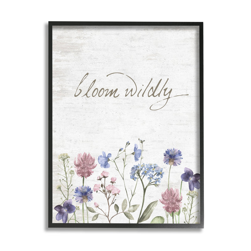 Bloom, fleurs sauvages, fleurs et motifs rustiques, Giclée encadrée noir minuit, H 14 po x l 11 po x P 1,5 po