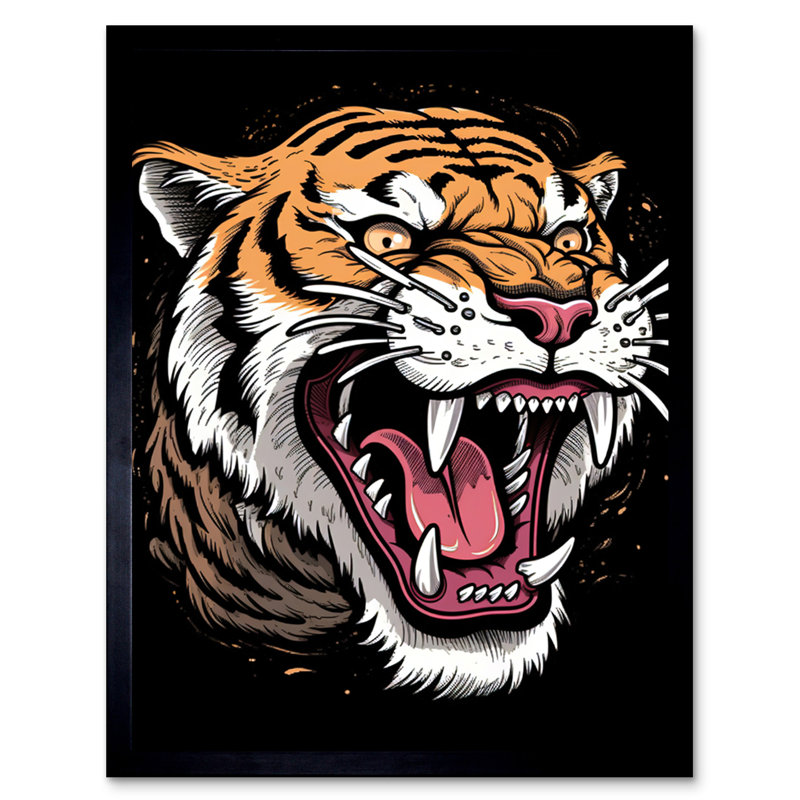 Pietras Ferocious Tiger Old School USA Tattoo Ink Body Art Rockabilly - Single Picture Frame Print
