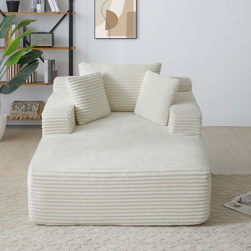 Canapé à compression surdimensionné en velours côtelé pour un confort relaxant, sans assemblage, Beige