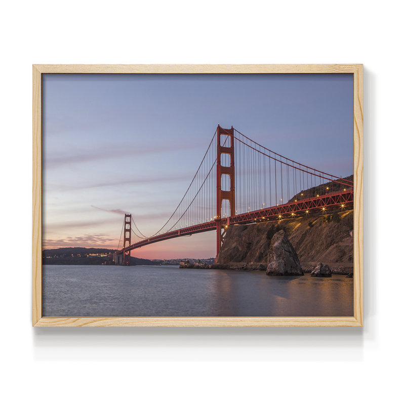 Golden Gate Span -Framed Print - Restickable, Naturel, H 11 po x l 14 po