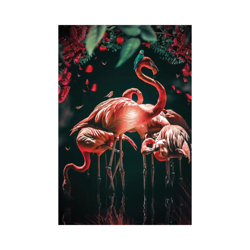 The Glowing Flamingo by Zenja Gammer - Print on Canvas, 20.32 cm H x 30.48 cm W, Wrapped Canvas