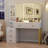 Priansh Vanity Desk with Mirror and Lights, Makeup Vanity with Charging Station