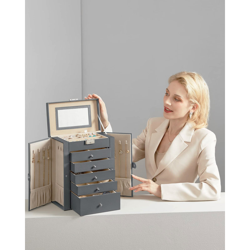 Wood Jewellery Box +, Grey