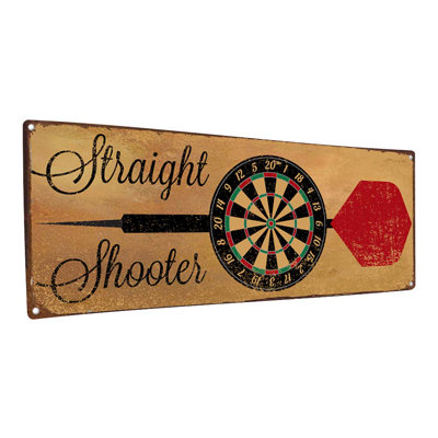 " Darts Straight Shooter Metal Sign "