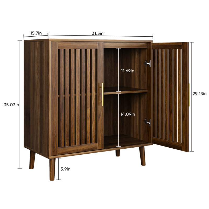 Buffet en noyer avec rangement - Style pour salon et salle à manger - 80 cm de largeur - Meuble de style buffet