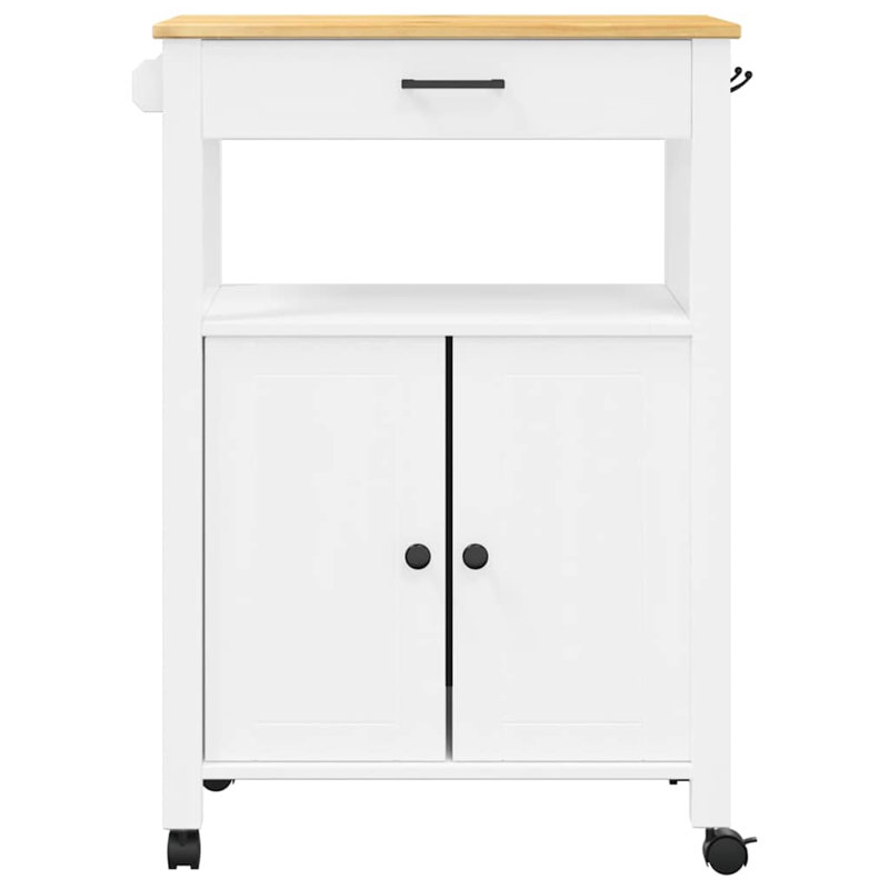 vidaXL Kitchen Trolley MONZA 23.6"x15.7"x34.8" Solid Wood Pine, White