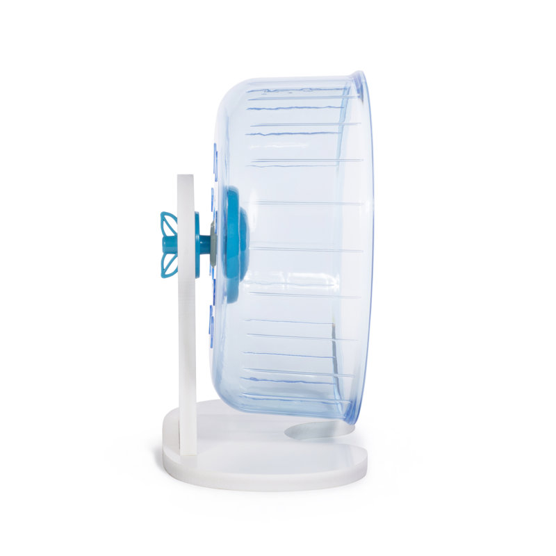 Quiet Wheel for Small Animals, Blue/Yellow, Medium (9" H x 4.625" W x 8" D)