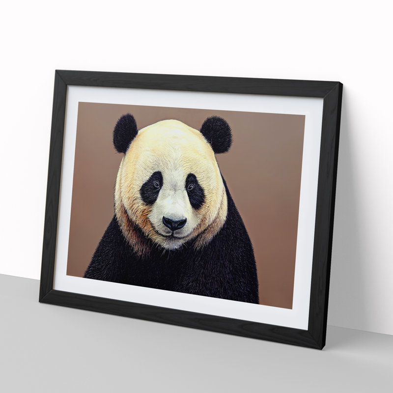 Fascinating Panda - Single Picture Frame Print, Black Framed, 46cm H x 64cm W x 2cm D