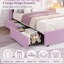 Full Size Platform Bed Frame, Boucle Upholstered & Wavy Storage Headboard with RGB LED & 2 Drawers, Kids Wooden Slats, No Box Spring Needed, Purple-1678992438-1678992439