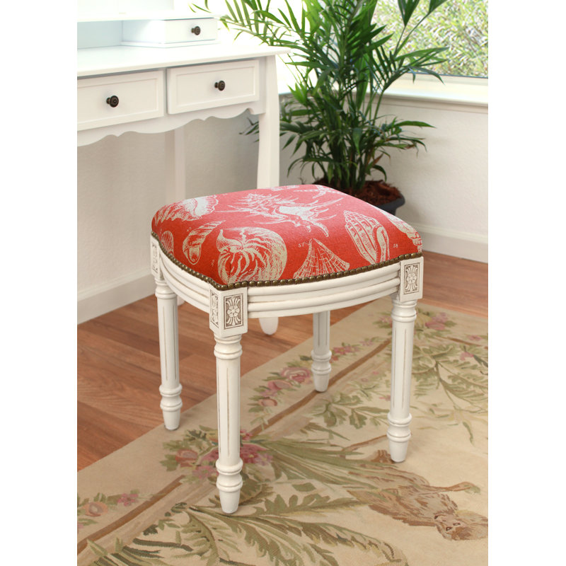 Tabouret de coiffeuse Toscano Seashells, Corail rouge