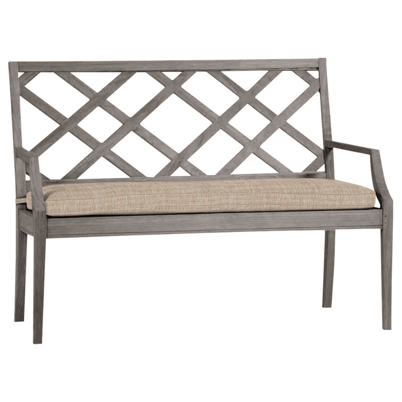 Banc d'extérieur en teck Haley, Teck huître, Pas de soudure, Toile sable