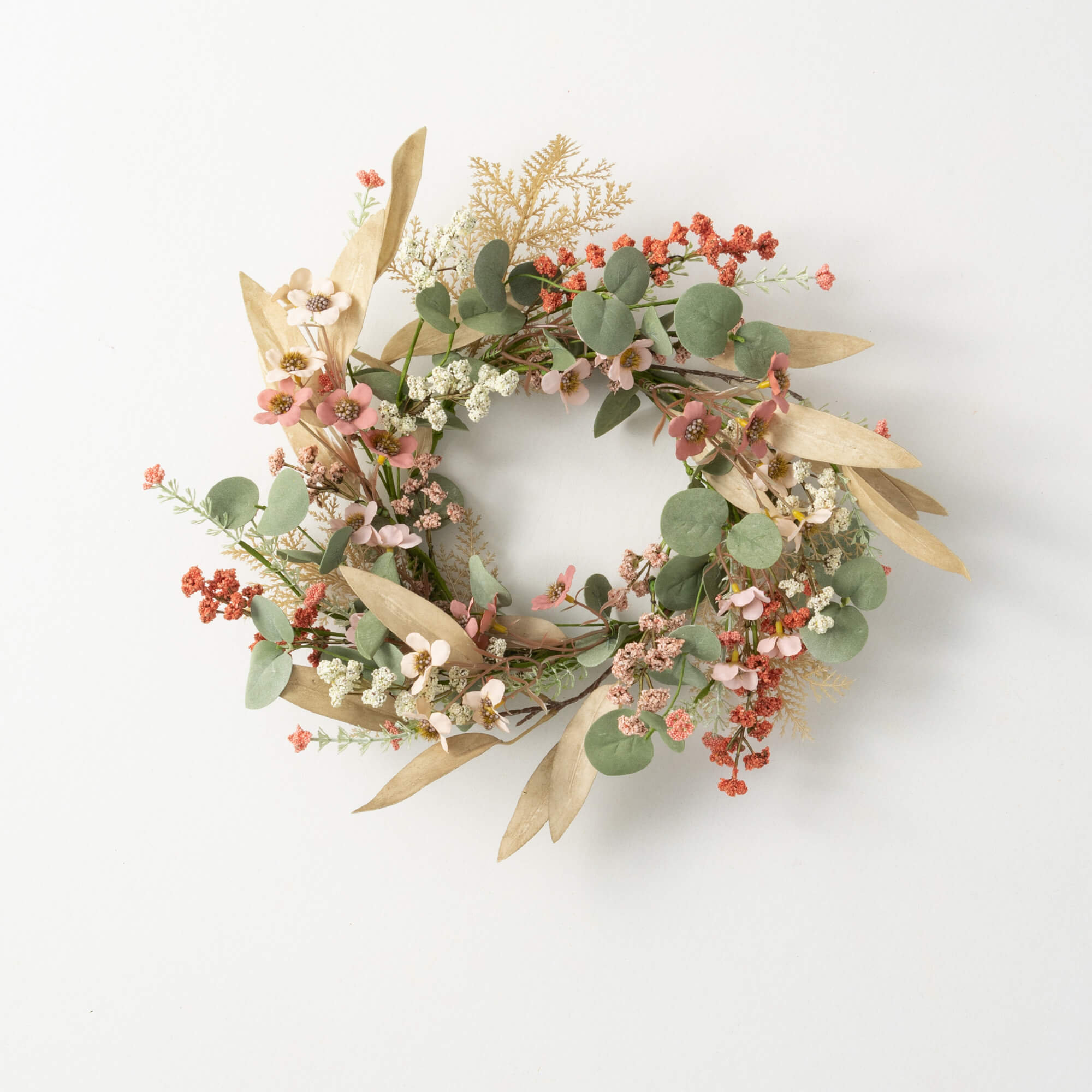 Primrue Artificial Rust Flower & Eucalyptus Wreath