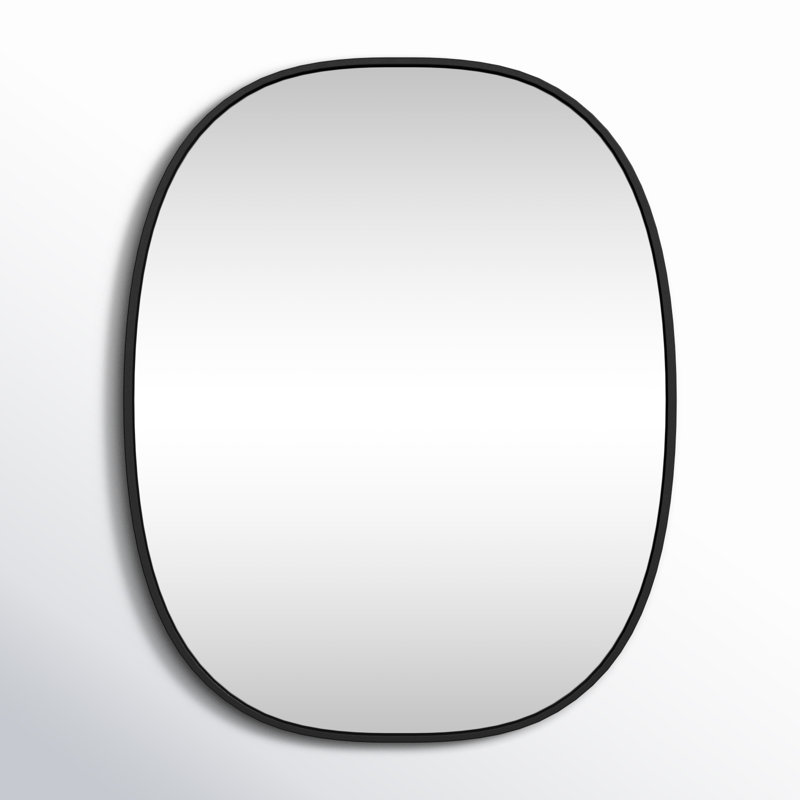 Sabine Metal Curved Oval Wall Mirror, Black, 30" x 24"