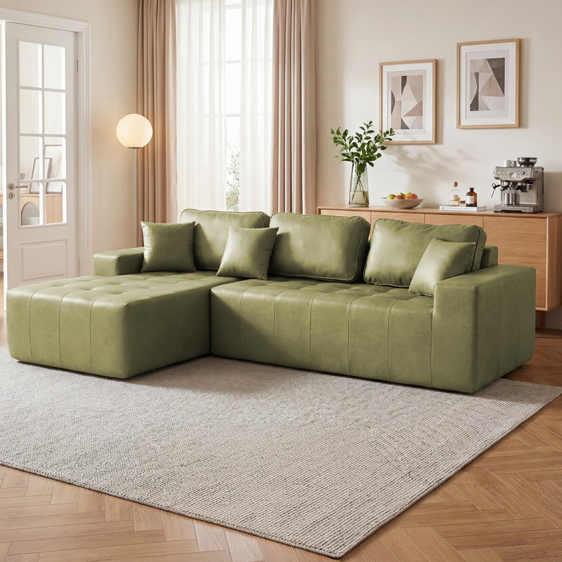 Canapé modulaire en L, Orienté vers la gauche, Similicuir vert