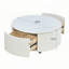 Modern Round Movable Coffee Table With Casters, 2 Drawers, Marble Pattern Sintered Stone Top, 29.5"-2081468038