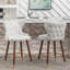 2 tabourets de comptoir modernes de style Mid-Century, siège en similicuir, dossier capitonné, repose-pieds incurvé doré, siège avec garniture cloutée, pieds en bois massif