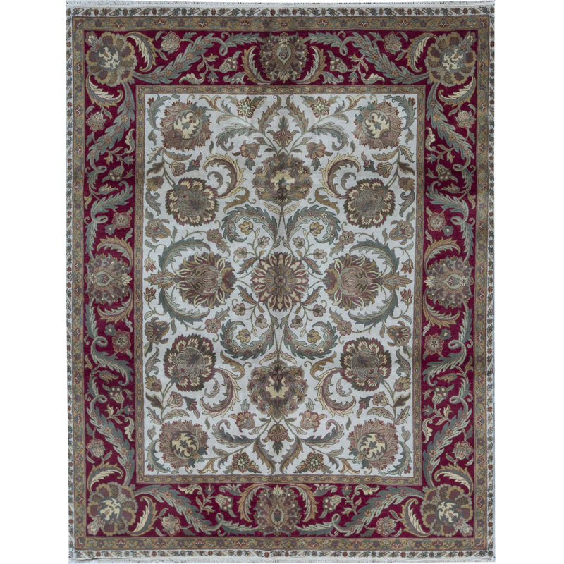 One-of-a-Kind Hand-Knotted High-Quality Ivory/Red/Brown Area Rug