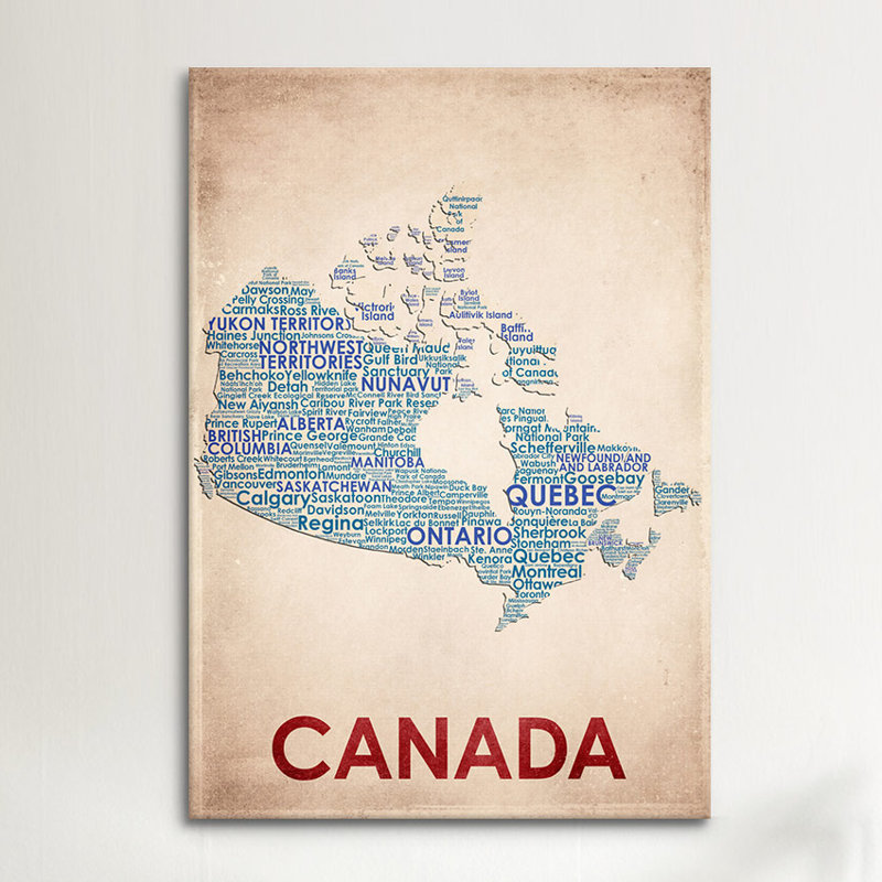 « American Flat Canada », art textuel sur toile Bayton, H 60 po x l 40po x P 1,5 po