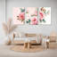 «Blush Pink Floral», reproduction d'art sur toile tendue sur toile (ensemble de 3)-118095999