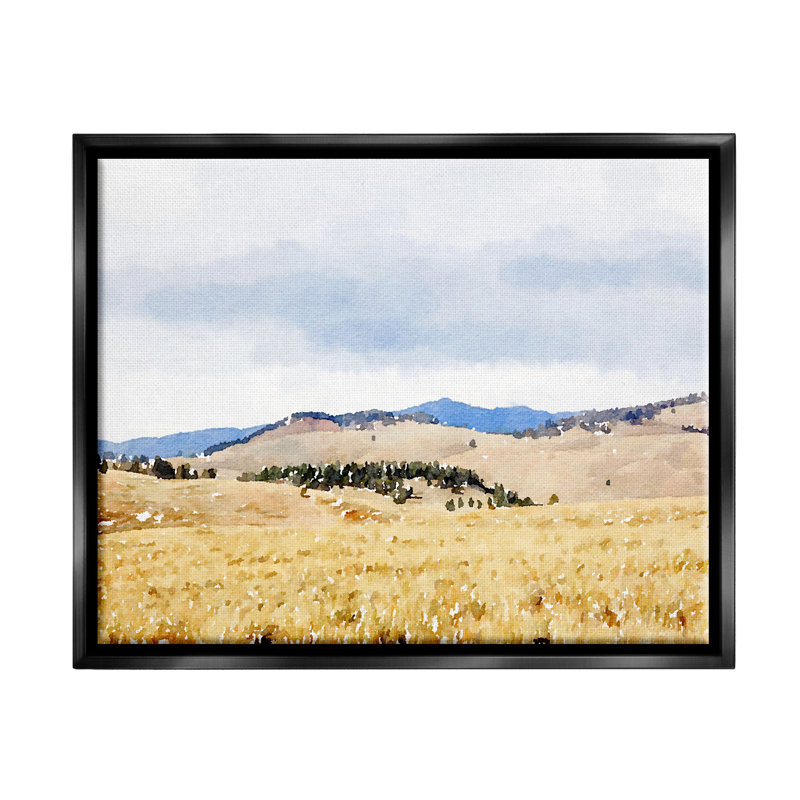 «Grassy Plateau» par Emily Navas, Cadre flottant noir de jais, H 17 po x l 21 po x P 1,7 po