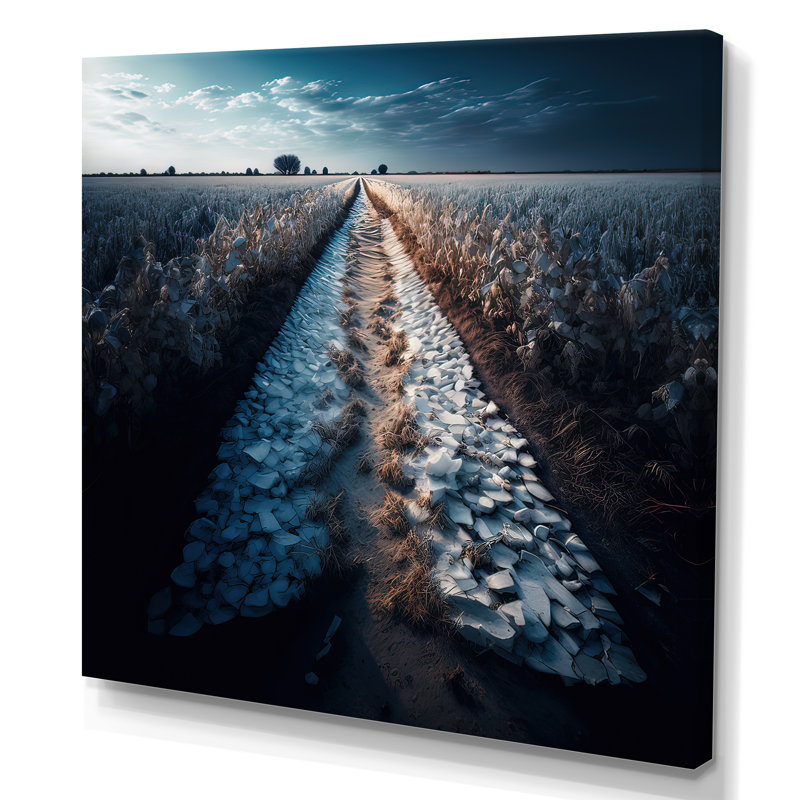 Sentier au milieu d'un champ II - impression sur toile, H 36 po x l 36 po x P 1,5 po, Toile tendue