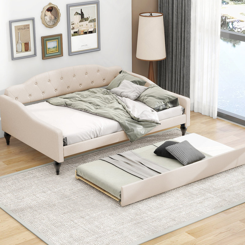 Versatile Upholstered Tufted Daybed With Trundle And Storage, Perfect For Relaxation, Sleeping, And Space Organization In Any Living Area