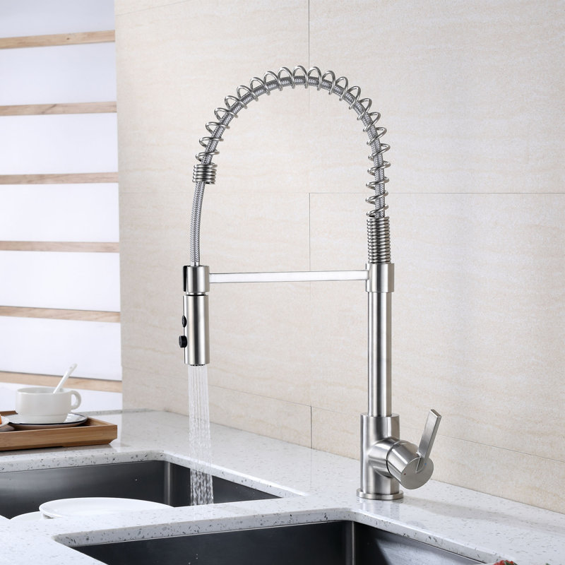 Pull Down Single Handle Kitchen Faucet, Brushed Nickel
