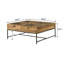 Table basse à 4 tiroirs et plateau carré en verre brun miel