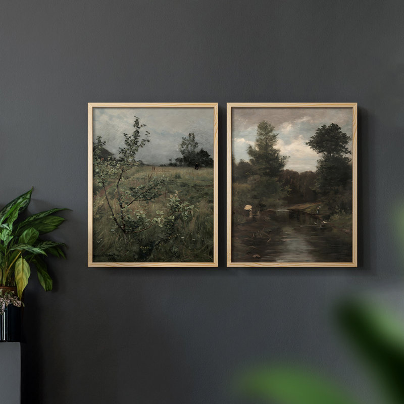 «Vintage Landscape XXXII», 2 pièces, Naturel, H 14 po x l 22 po
