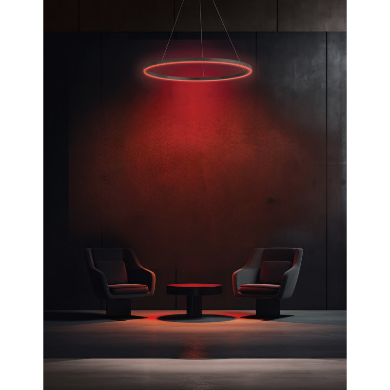 Lustre à DEL avec changement de température de couleur Stamford, Noir mat, H 12 po x l 32 po x P 32 po