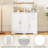 40" Modern White Sideboard Buffet With Drawers & Doors