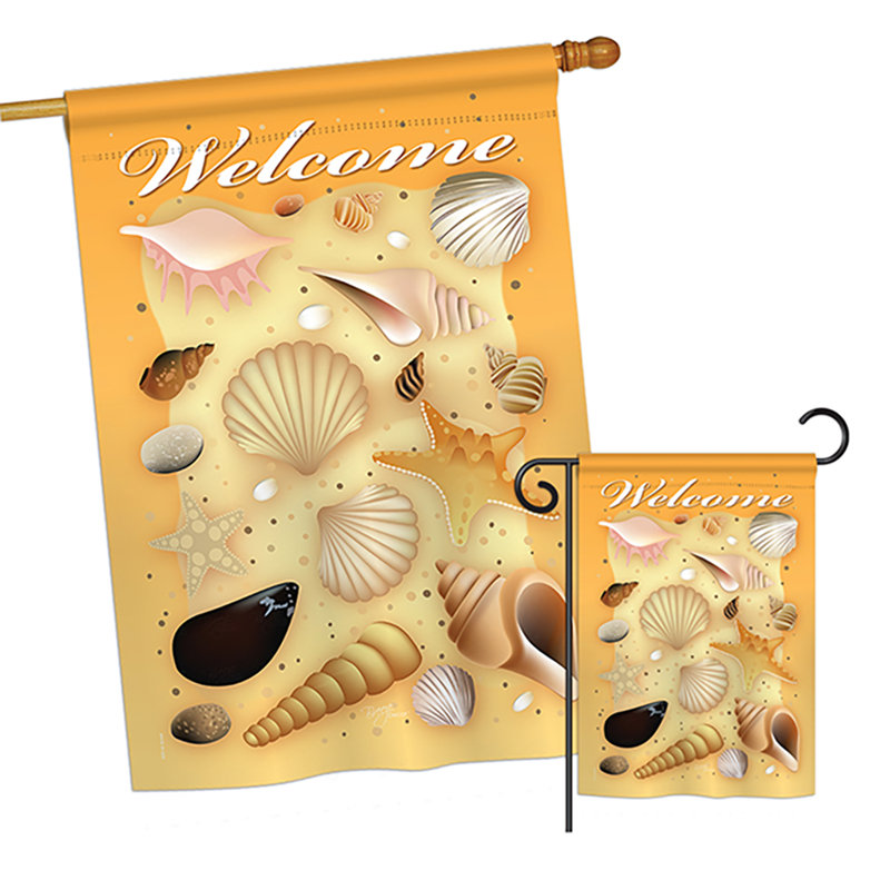 Ensemble de 2 faces de jardin en polyester vertical à 2 côtés welcome shells d’été fun