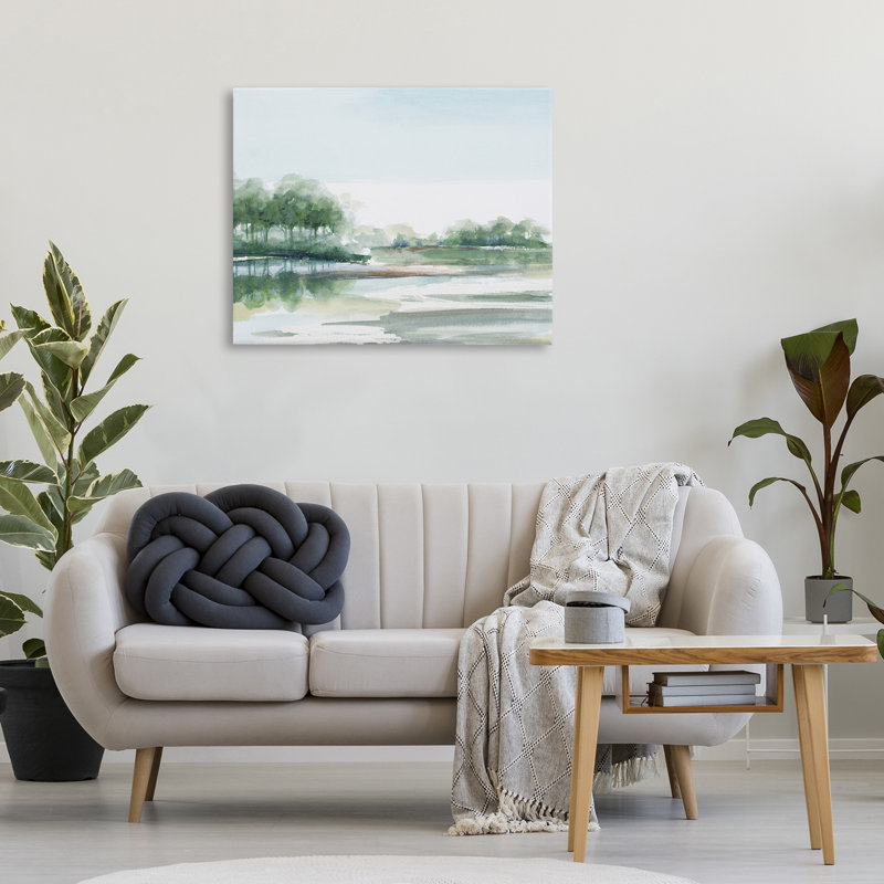 «Green Toned Water Landscape», art mural par Patricia Pinto, H 30 po x l 40 po