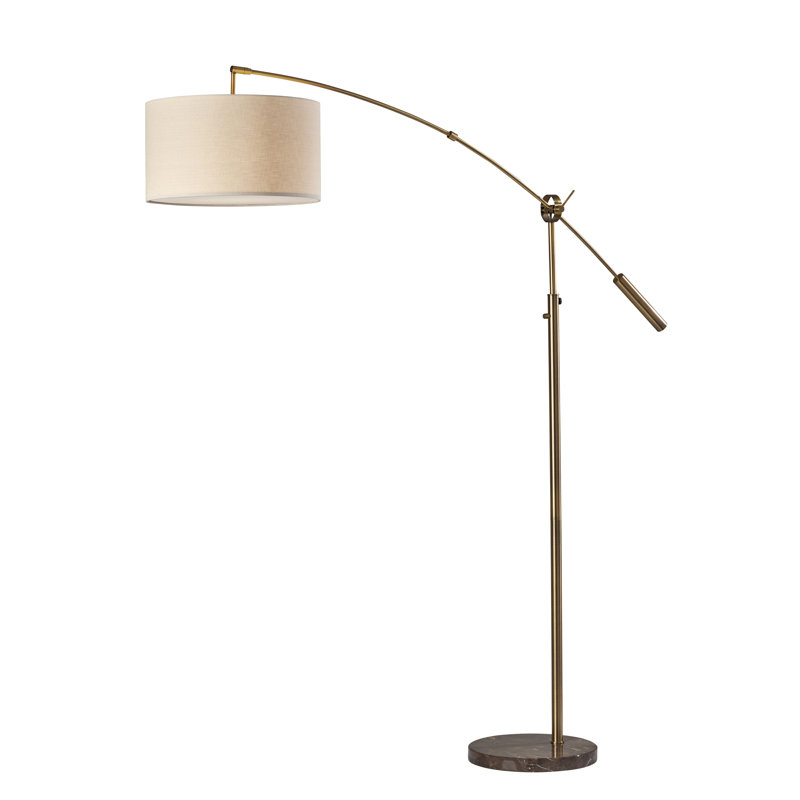 Lampe sur pied arquée 81 po Kata, Laiton antique, Crème