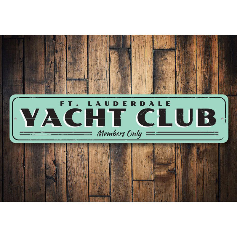 Enseigne en aluminium Yacht Club, H 6 po x l 24 po x P 0,06 po