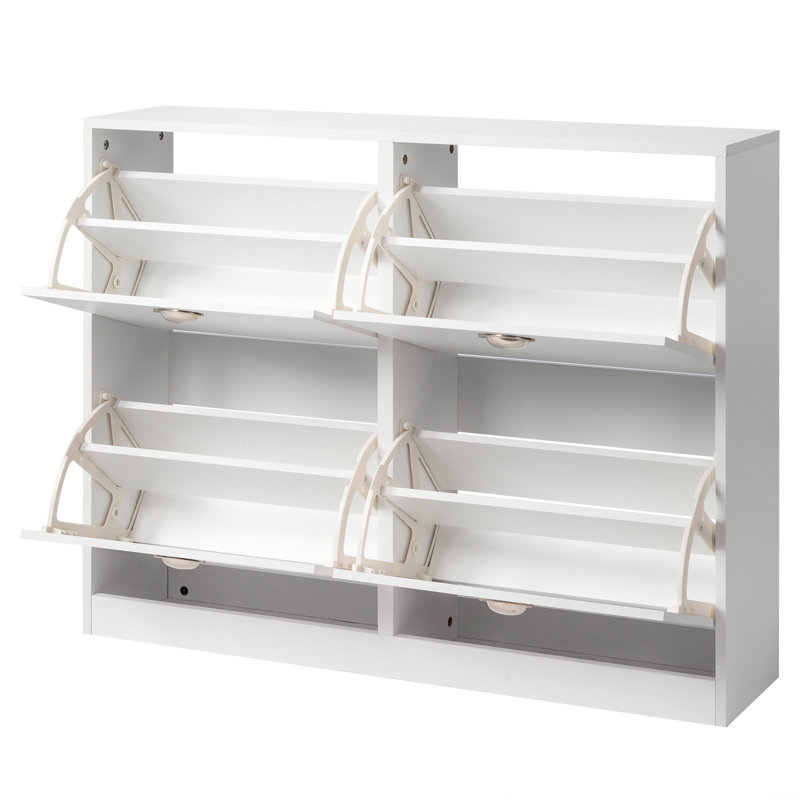 Armoire à chaussures 4 tiroirs avec tiroirs rabattables blanc