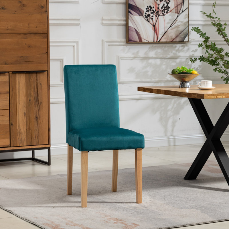Akram 0cm H Velvet Upholstered Dining Chair, Silver