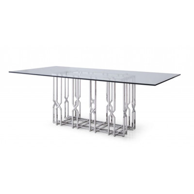 Glass Top Metal Base Dining Table