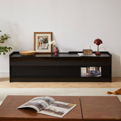Mirod Modern TV Stand With Ample Storage,4 Drawer Design With Tempered Glass ,Built-In Charging Ports And Ambient LED Lighting ,Versatile For Any Decor Style