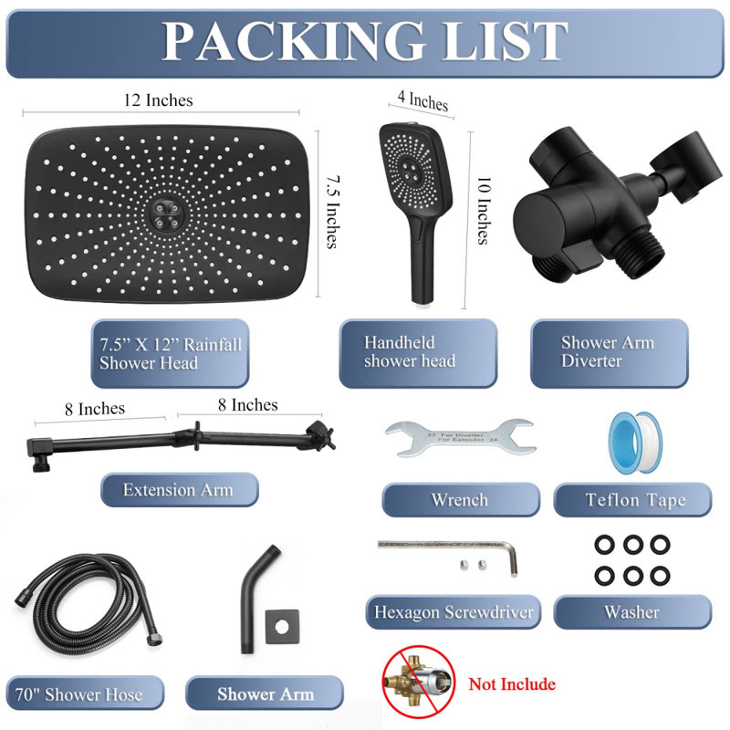 Rain Dual Shower Head 2.5 GPM GPM