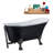 63" Streamline Clawfoot Soaking Acrylic Bathtub With Drain, Clawfeet, and Bamboo Tray-76674072-76674077