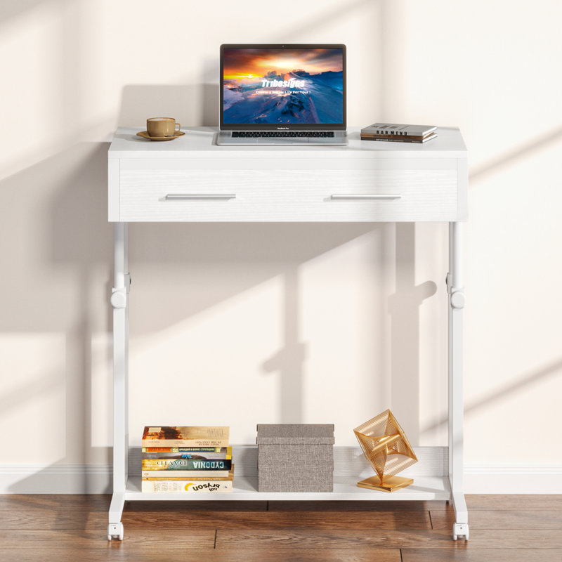 Zavalla Mobile End Table with Drawer C Table Sofa Side Table, White