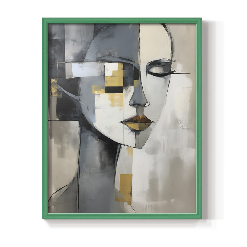 WOMEN Series Cxxxi - reproduction encadrée de qualité supérieure - prête à être accrochée - aucun clou requis, Vert