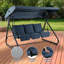 Fauteuil oscillant convertible 3 places avec auvent réglable, banc 2 en 1 et lit plat, coussins amovibles-1460619845