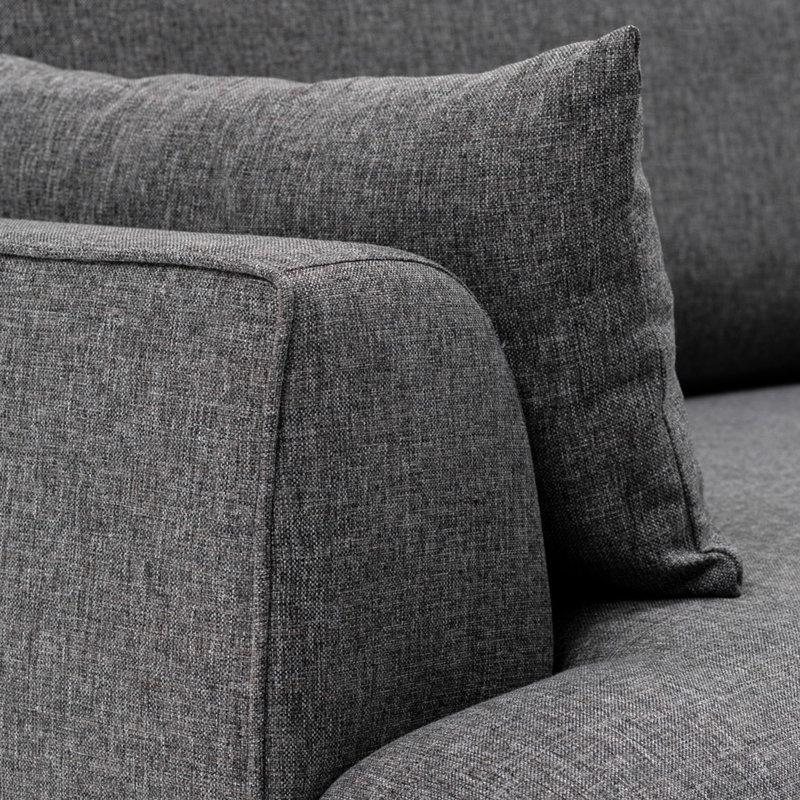93" Wide Sofa & Chaise, Right Hand Facing, Dark Gray 100% Polyester
