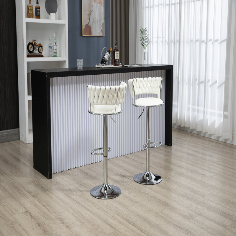 Ensemble de 2 tabourets de bar pivotants à hauteur de comptoir réglable avec repose-pieds pour cuisine, salle à manger 2PC / ENSEMBLE