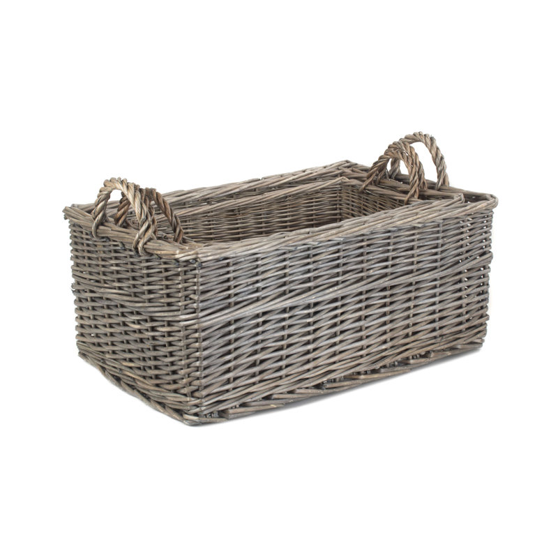 Shallow Wicker 3 Piece Storage Basket Set